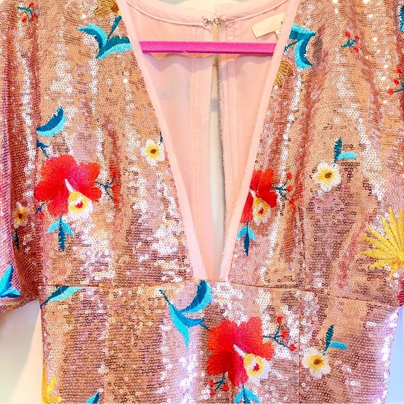 NWOT JELLA Couture floral sequin mini dress - Picture 7 of 14